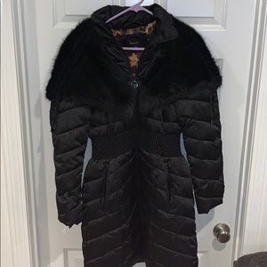 Worn twice! LAUNDRY PARKA WITH FAUX FUR “CAPE”